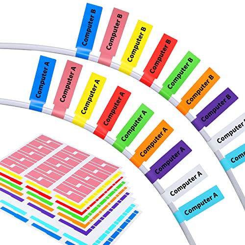HiviHata 540 Cable Labels Management, Waterproof and Durable, 9 Colors & 2 Sheets, Cord Organizer...