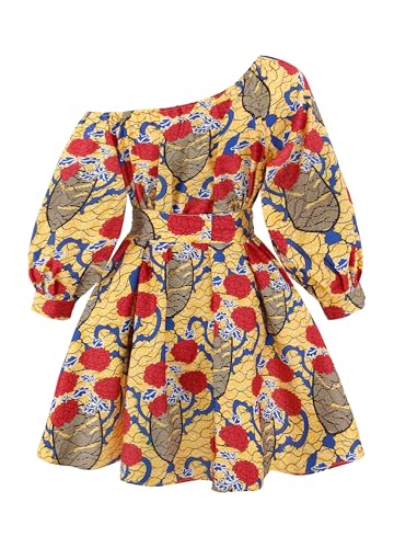 Image of Women Boho African Floral Print Pleated Short Midi Dress Multi-Way Dress for Casual Rave Club Party
