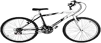Bicicleta de Passeio Ultra Bikes Esporte Bicolor Aro 24 Reforçada Freio V-Brake – 18 Marchas Preto/Branco, BM24-02PT