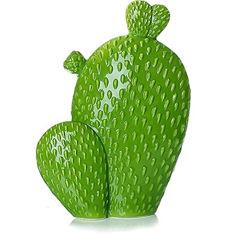 Ritzenhoff & Breker Deko Kaktus flach Cereus I Fensterbrett Deko Skulptur modern I Sukkulente für drinnen I Büro Gestaltung I Badezimmer Porzellan Kaktus grün I Deko Figur Wohnzimmer H 22 cm Cover