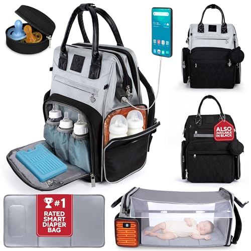 Image of Award-Winning Baby Diaper Bag Backpack with Changing Station –Large Multifunction Waterproof Diaper Bag, Warm Bottle Pockets, Travel Baby Organizer Mom &Dad, Newborn Baby Essentials, Mothers Day Gifts