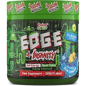 Psycho Pharma Strongest High Stim Preworkout Powder – Edge of Insanity – Most Intense Pre Workout Supplement for Pumps, Strength, Energy and Feel Good Focus. Rivals Famous PWOs of The Past