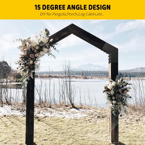 Image of 2-Way 15 Degree Angled Pergola Roof Brackets,L-Shaped Slant Post Brackets for 4 inch x 4 inch (Actual:3.5 inchx3.5 inch) Lumber,Heavy Duty DIY Wood Post Bracket for Pavilion,Porch,Deck with Screw(4pcs)