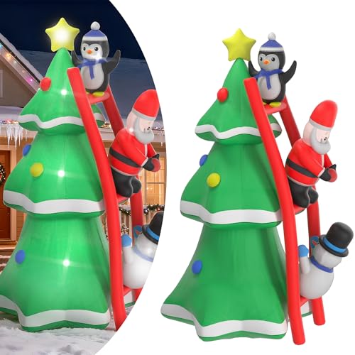 YRHome 240cm Aufblasbarer Weihnachtsbaum XXL mit Weihnachtsmann,...