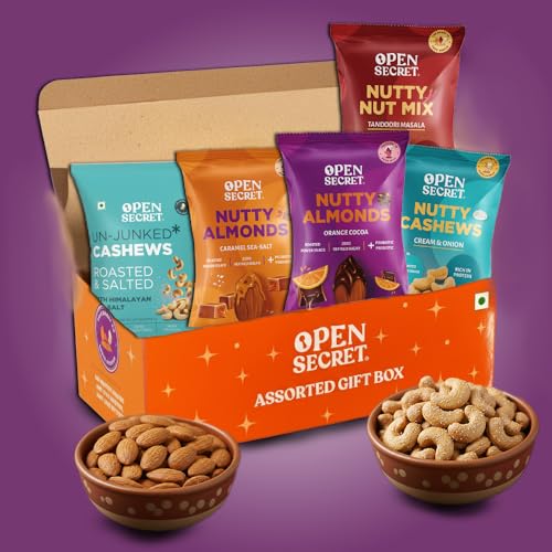 Image of Open Secret Premium Dry Fruit Gift Box | Assorted Cashews & Almonds | Healthy Gifting Hamper for Ramadan, Festive Occasions & Corporate Celebrations