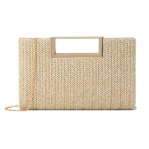 Stroh Clutch für Damen Stroh Abendhandtasche Sommer Gewebt Hochzeitstasche Umhängetasche für Party Urlaub