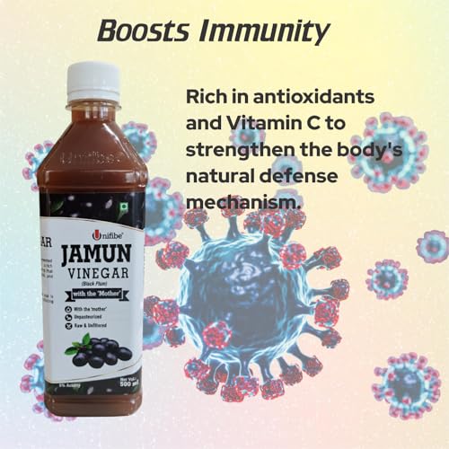 Image of Unifibe Jamun Vinegar (Sirka) | 100% Natural & Unfiltered | With the 'Mother' | Supports Blood Sugar, Digestion & Immunity - 500 ml (500 ml)