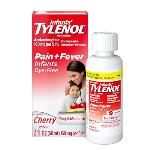 Image of Infants’ Tylenol Dye Free Acetaminophen, Free of Alcohol, Aspirin and Ibuprofen, Oral Suspension, Pain Relief, Fever Reducer, Includes SimpleMeasure Dosing Syringe, Cherry Flavor, 2 Fl Oz