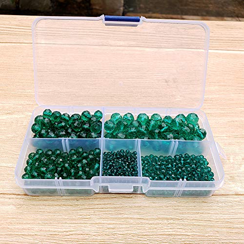 Image of Emerald Green Rondelle Glass Beads for Jewelry Making, Faceted Briolette Crytal Spacer Beads for Bracelet Necklace Earring (2mm 4mm 6mm 8mm 10mm Mixed Sizes, 1000pcs)