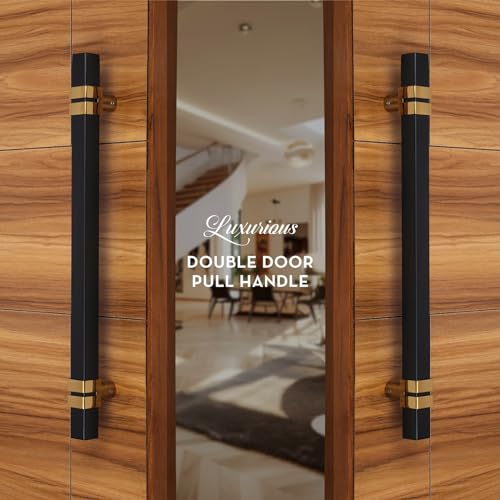 Image of LAPO 24 inch Square Stainless Steel Door Handle for Main Door /Glass Door Pull Push Handle /Main Door Handle for All Door-Pack of 1 | Black-Gold Finish | 3 Years Warranty