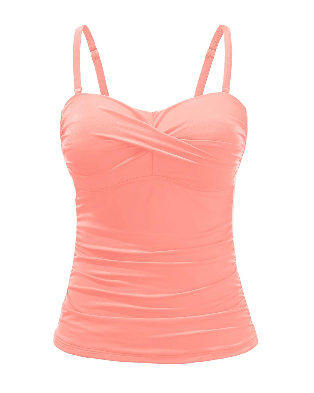 Tankini Top for Women Tummy Control Bathing Suit Bandeau Swim Tops Only