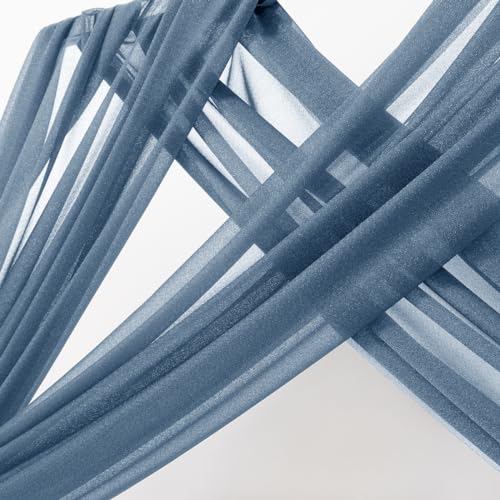 Image of MLMC Dusty Blue Wedding Arch Draping Fabric 4 Panels 29 inch x 20 FT Extra Long Gauze Drapes Sheer Backdrop Curtains 6.6 Yards Outdoor Drapery Panels for Wedding Ceremony Party Ceiling Decoration