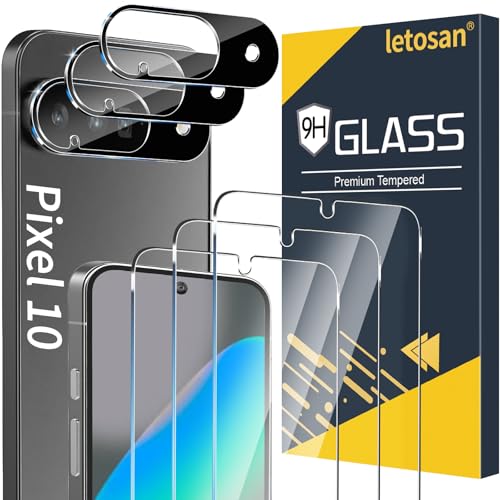 [3+3 Pack] Glass Screen Protector for Google Pixel 10 5G, 9H Tempered Glass, Ultrasonic Fingerprint Unlock,HD Clear Case Friendly for Google Pixel 10 Tempered Glass Screen Protector