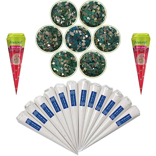 Image of Ceramic Cones & Mirror for Arts & Crafts, Lippan Art, Mandana Art, Texture, Pottery, Liner, DIY Decorative Purposes Kit for Artist, Hobbyists, Boys, Girls Above 5 Year+ (10 Cone & 7 Mirror)
