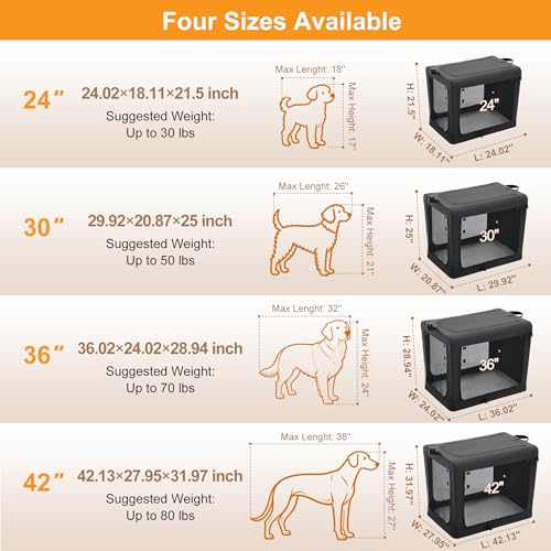 Image of NEWBULIG Collapsible Dog Crate 36 Inch, Portable Travel Crate for Dogs and Cats, Soft Foldable Pet Kennel with 3-Door Mesh Windows Indoor & Outdoor