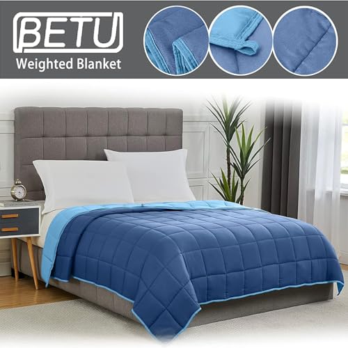 Blue Weighted Blanket for Adults 20lbs, 80"x87", King Size Cooling Heavy Throw Blanket for 130-220lbs, Microfiber Soft Thick Big Blankets Weighted Comforter Gift for Sleeping