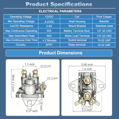 Interruptor Solenoide de Arranque Power Trim Tilt 12V Compatible con MerCruiser Stern Drives Mercury Mariner 35-275 HP Motores Fuera de Bordo Remplaza 89-96158T 89-818864T 89-96158 89-846070 89-94318 18-5817 miniatura 6