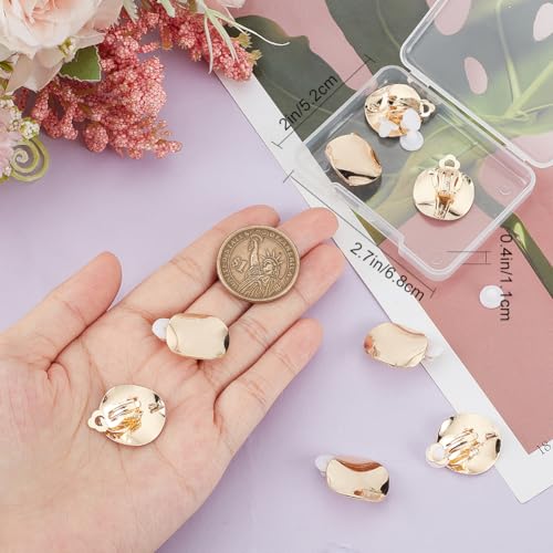 Beebeecraft 10Pcs Clip-on Earring Findings 18K Gold Plated Brass Twist Flat Round Clip-on Earring Findings with 1.8mm Vertical Loops for DIY Earring Making Jewellery - Image 3