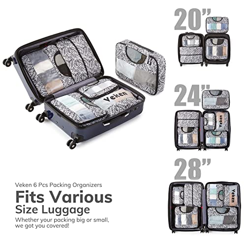 6 Set of Various Colored Packing Cubes in 4 Sizes (Extra Large, Large