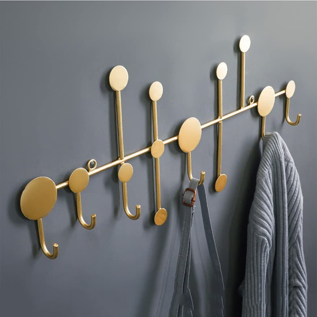 Appendiabiti Da Parete Moderno Oro Spazzolato - Set Da 2 Con 3-5-6 Ganci Per Ingresso, Bagno, Camera - 3