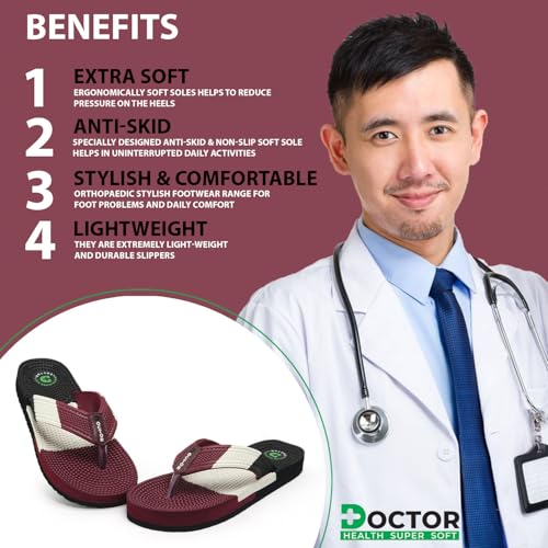 Image of DOCTOR HEALTH SUPER SOFT Men's & Boys Anti-Skid Flip Flops with Acupressure Massage Footbed | Lightweight | Soft | Doctor-Recommended Slipper for Pain Relief | All Day Wear Acupressure Doctor Slipper