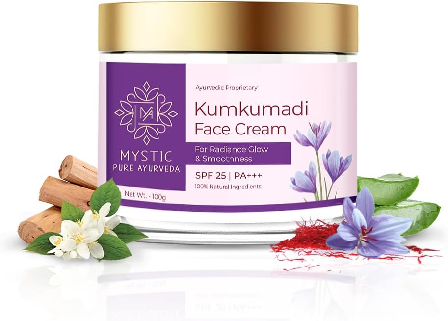 Kumkumadi Face Cream With Sunscreen SPF 25 PA+++ | Glowing & Hydrating Non-Sticky Lightweight Formula | For Brighter, Smooth & Youthful Radiance Skin -100G