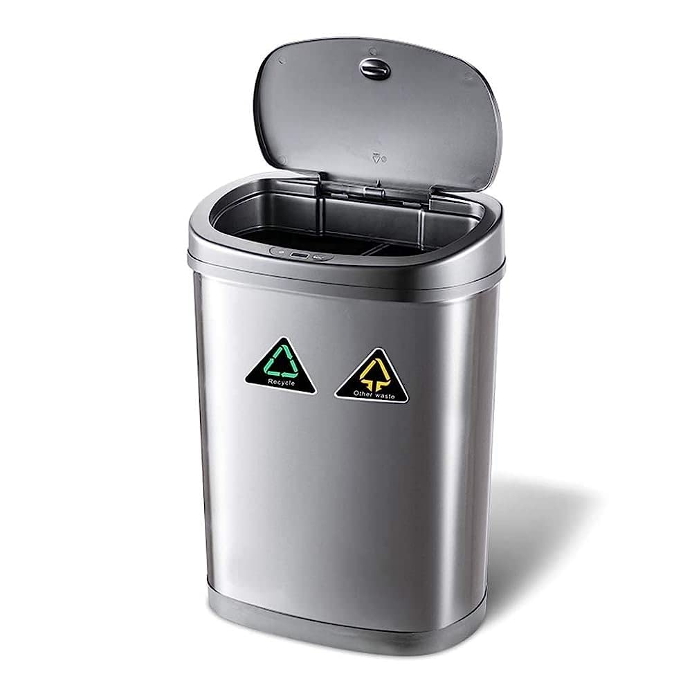 Contenitori per rifiuti 42L Separazione Cestino per Il Riciclaggio Acciaio Inossidabile Cucina Soggiorno Cestino