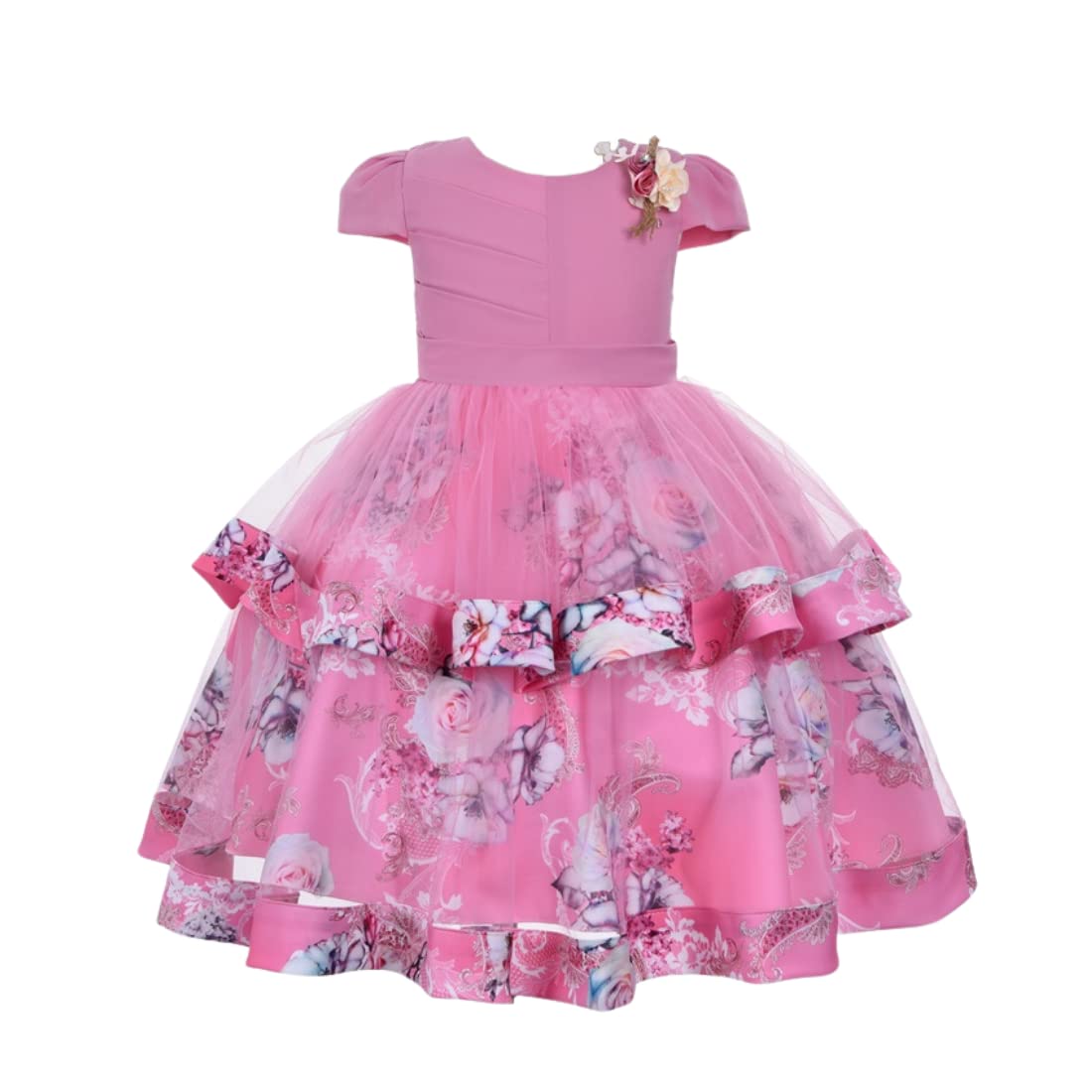 Cosplay Life Elegant Flower Dress for Girls Young Adult Fashion Bow Flower Waistline Kids Party Festival Ages 5-9 Years Old (Pink, 7yrs) — view 26