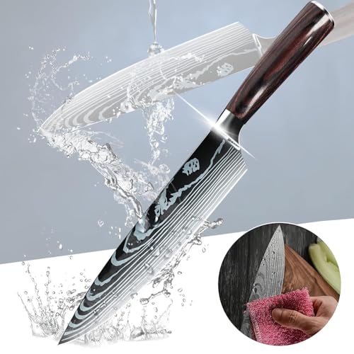 Image of Chefs Knife 8 Inch Ultra Sharp High Carbon German Stainless Steel Forged Blade,for Meat Cutting, Ergonomic Wooden Handle for Home Kitchen Restaurant,Premium Chef Knife with Cover &Gift Box