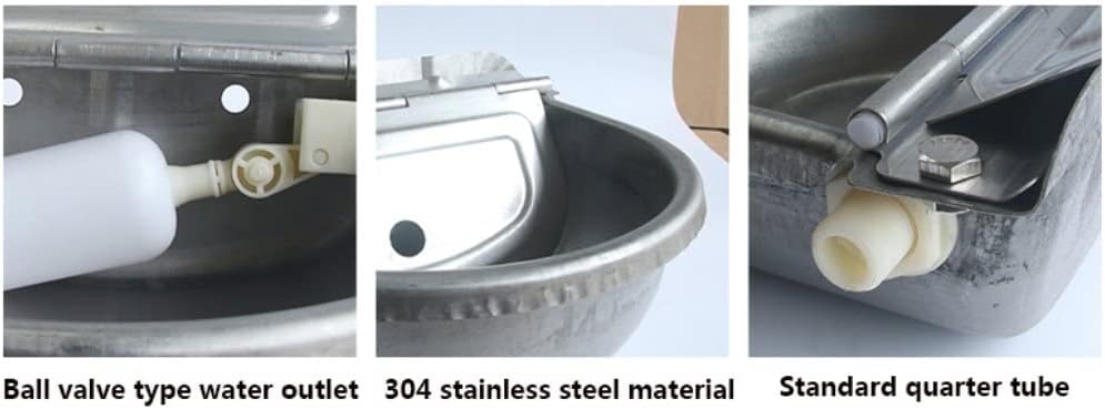 Horse Drinking Water Bowl Dispenser, Stainless Steel Drinking Bowl, Horse and Donkey Drinking Fountain, Floating Ball Drinking Trough, Feeder, Donkey and Horse Automatic Feeding Trough