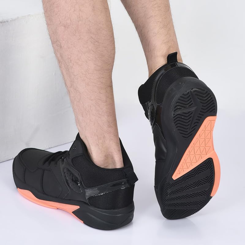 Image of FAUSTO Men High Top Colorblocked Chunky Classic Lace Up Sneakers|Breathable Basketball Shoes with Memory Cushion|Anti Skid Comfort Grip Sole