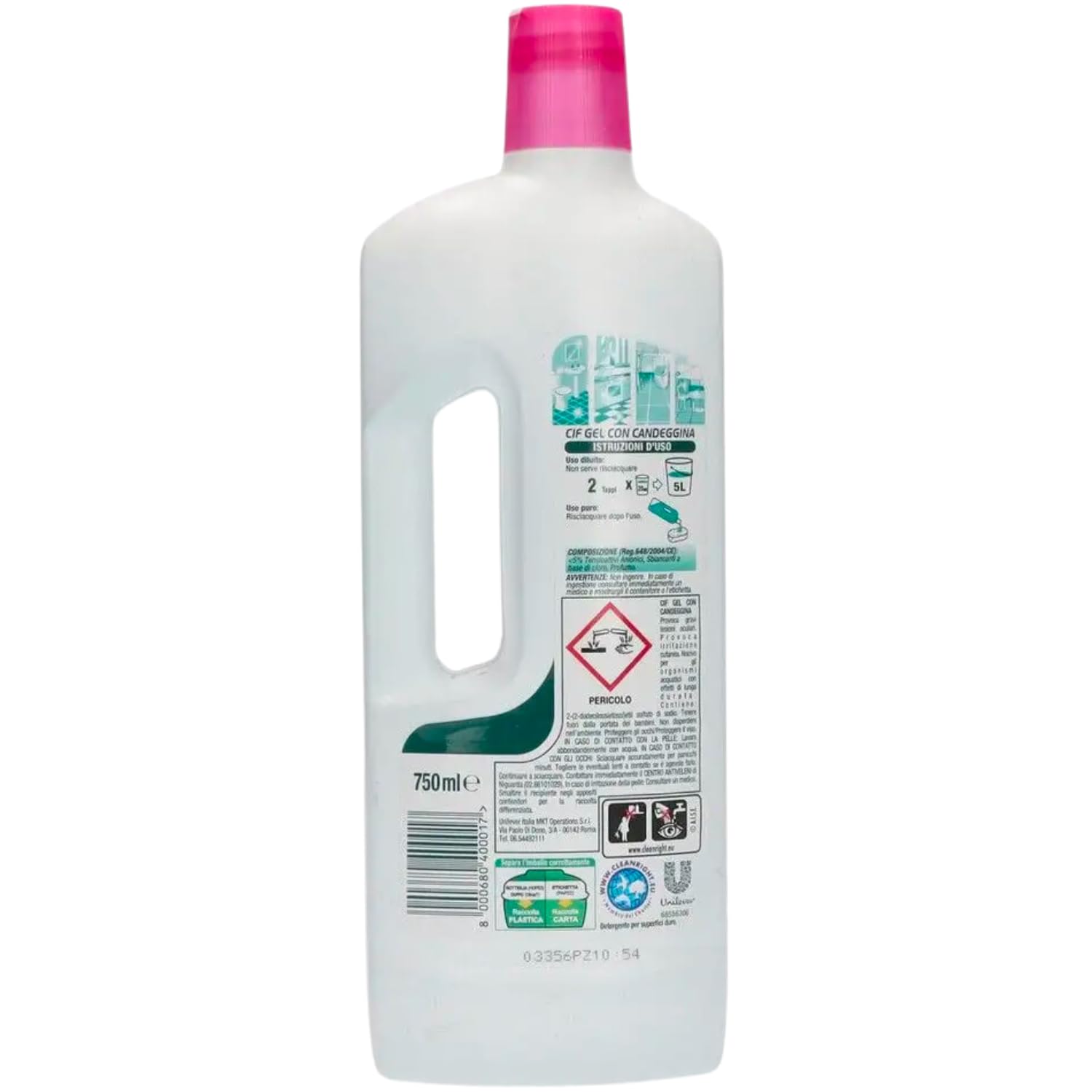 Gel Detergente con Candeggina – Pulizia Profonda Igienizzante – 750 ml – kit con Spugna Brandizzata SPESA & RISPARMIO Inclusa Variazioni 4/8/12 Pezzi (12)