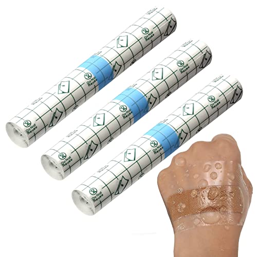 3 Rollos Venda Transparente Impermeable, Venda Protectora De Tatuajes, Cinta Adhesiva EláStica Para ProteccióN De Tatuajes, ApóSito De Yeso De FijacióN (1 M X 15 CM)
