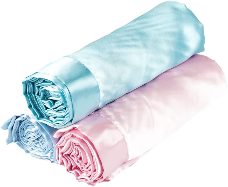 Double Sided Pure Satin Baby Blanket 48"x36" (Seafoam) - Image 8