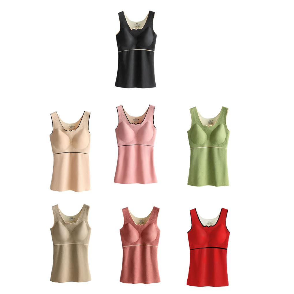 Sous-vêtements thermiques épais à haute élasticité pour femme, décontracté, amincissant, fibre acrylique, gilet basique pour la maison, noir, taille L