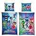 PJ Masks Linon Kinder-Bettwäsche Night Catboy Owlette Eulette Gekko Blau Grün Rot 135 x 200 + 80 x 80 cm 100% Baumwolle deutsche Größe 2 Motive Pyjamahelden Mask Wende-Bettwäsche Reißverschluss