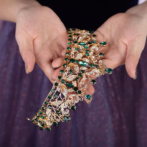Tiara de boda de cristal dorado y alta joyería capilar para princesas 4