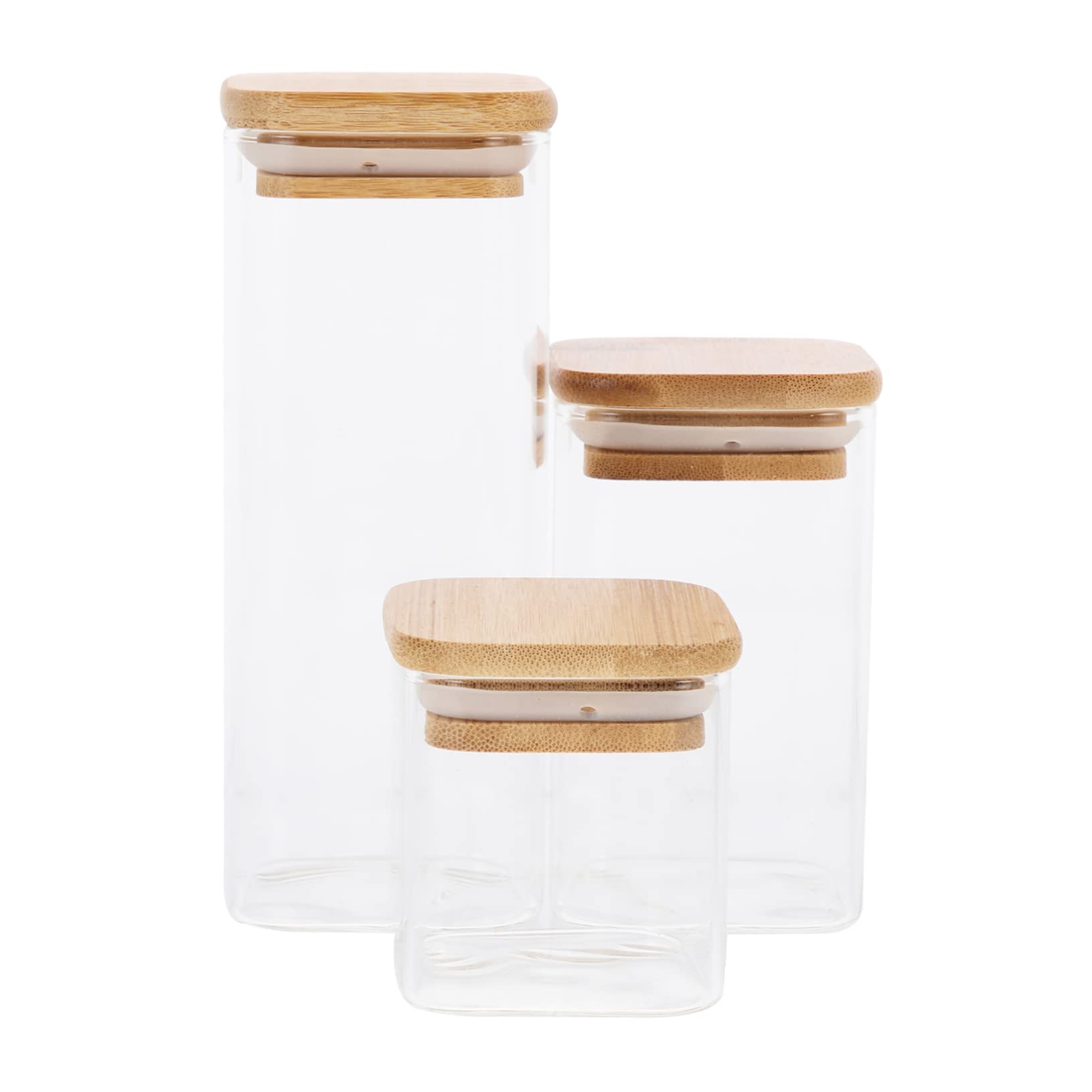XYIANG 3pcs Glass Jar with Lid Clear Container Square Glass Jars Storage Jars with Lids Cereal Jar Rice Jar Cookie Storage Jar Grain Storage Jars Cereals Sealed Jars Glass Tea Can