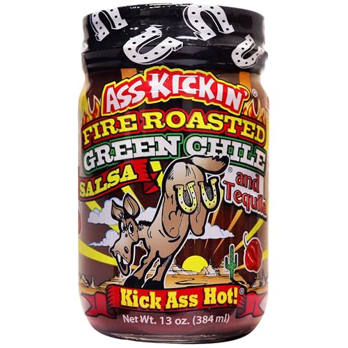 KICKIN' Fire Roasted Green Chile and Tequila Salsa - 13 oz. - Premium Gourmet Salsa for Tortilla...