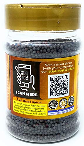 Rani Black Mustard Seeds Whole Spice (Kali Rai) 3.5Oz (100G) Pet Jar ~ All Natural | Gluten Friendly | Non-Gmo | Vegan | Indian Origin #TOP5