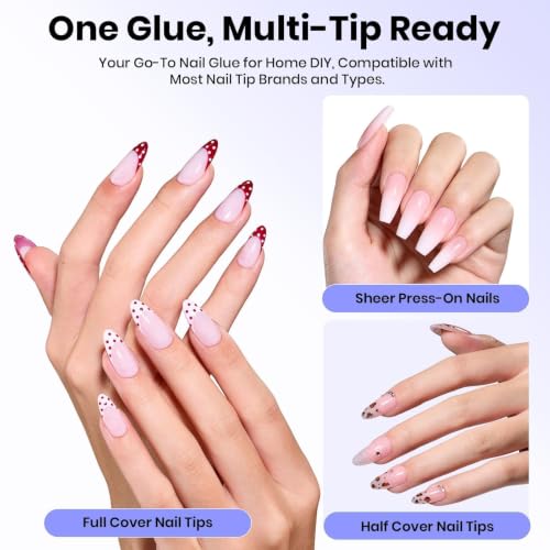 Image of Beetles 9 in 1 Nail Glue Gel, 2Pcs 20ml Large Size for Clear Nail Tips | Large 2Pcs 20ml set supports nail tips and clear press-on nails with UV /LED-cured.