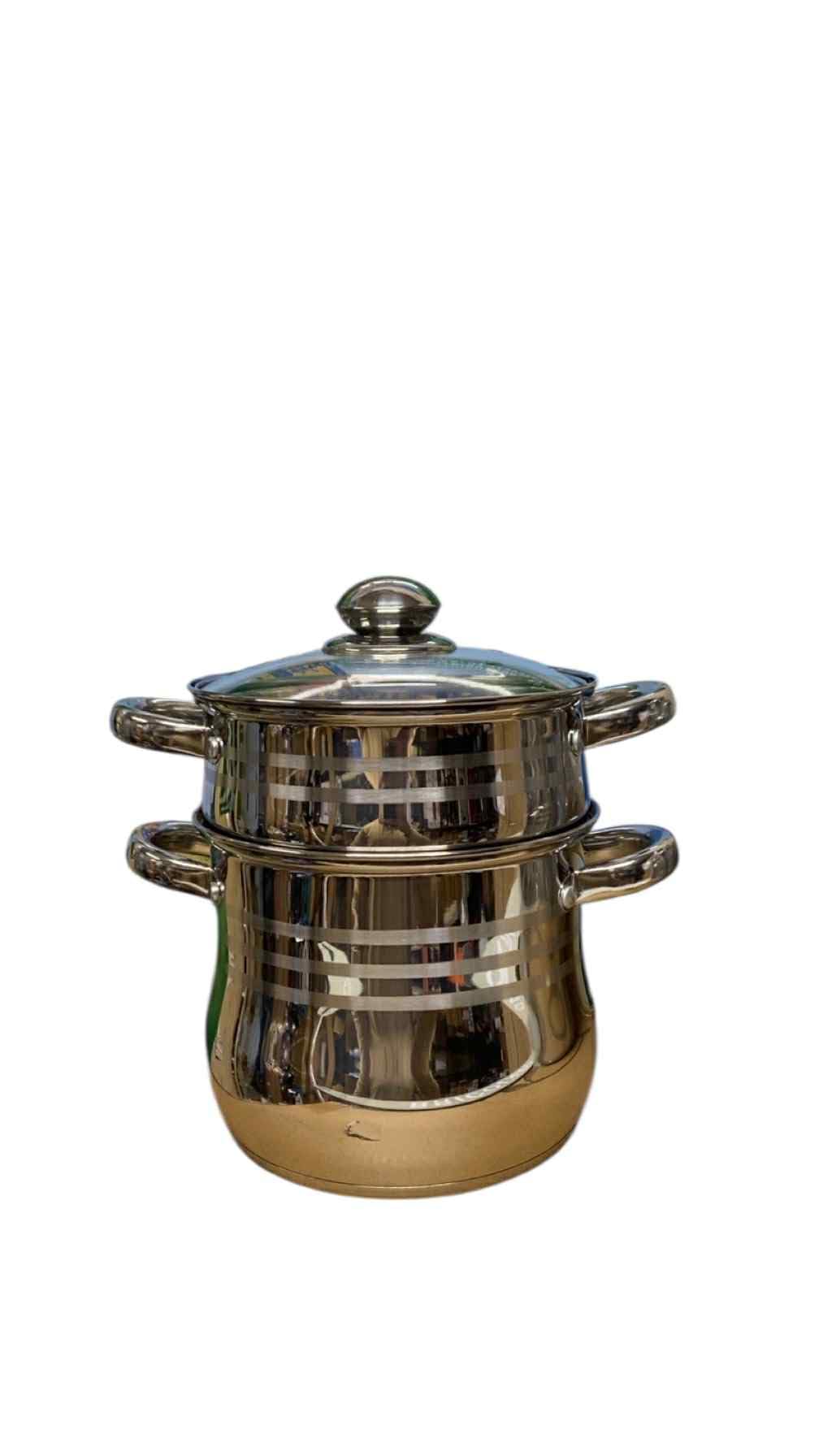 Couscoussier en Acier Inoxydable, 4 Litres, Compatible Tous Feux, Couvercle en Verre