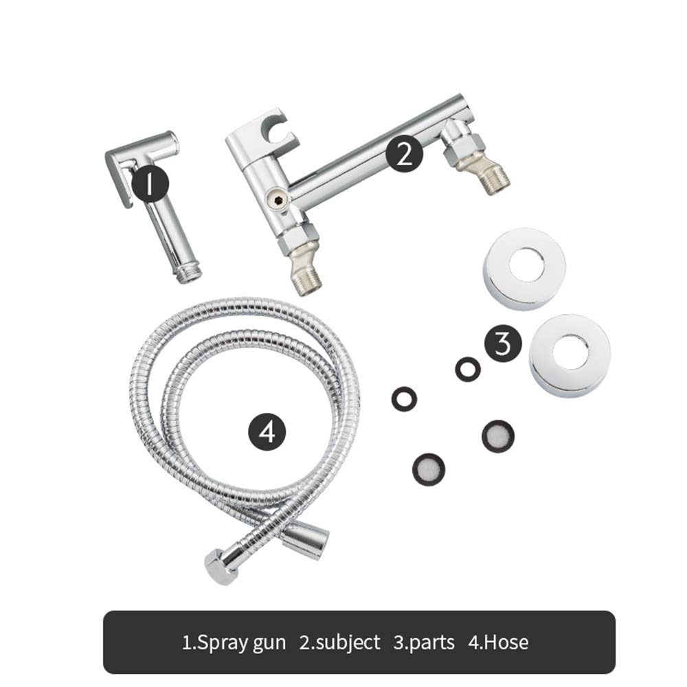 Toilette Bidet Spray avec Tuyau Flexible, Eau Chaude et Froide Chromé Bidet Pulvérisateur Tête de Douche Kit en Laiton Kit Douchette WC Hygiène Personnelle pour Hygiène Intime