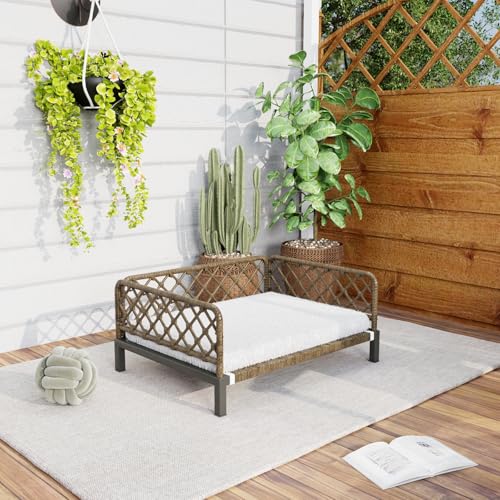 Otair Outdoor Wicker Dog Bed Indoor Rattan Dog...