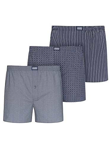Jockey Boxer Woven - Baumwoll Boxershorts Herren im 3er Pack, Unterhose mit Eingriff und Knopf, atmungsaktive Unterwäsche für Männer, weicher Komfortbund, 3er Set, in Mehrfarbig