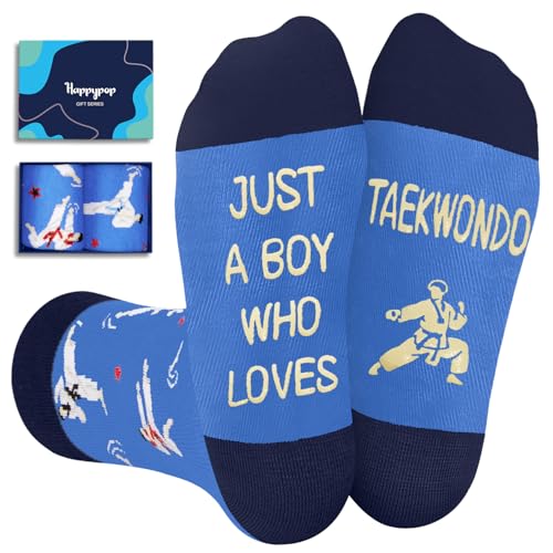 HAPPYPOP Taekwondo Gifts for Boys - Tae Kwon Do Gifts Karate Socks Funny Kid Socks