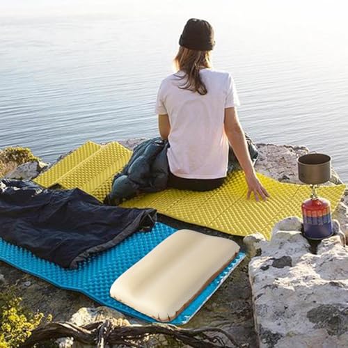 Generisch Coussin de camping gonflable - Soutien en mousse - Avec sac de rangement - Coussin de voyage gonflable pour avion - Pour le cou, le sommeil lombaire et la randonnée - Pour la maison, le – Image 3