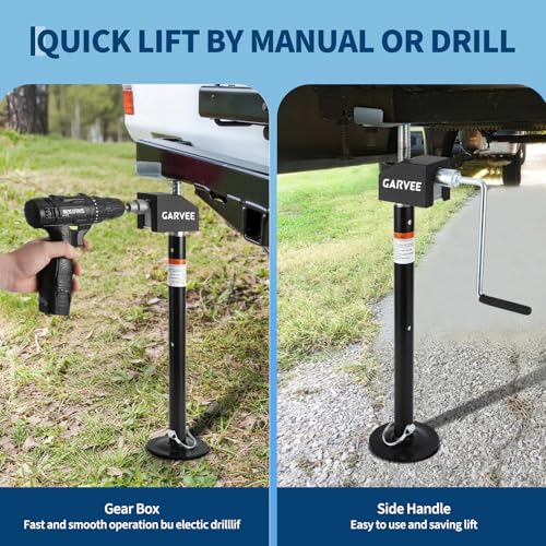 Image of Garvee RV Slide Out Support Jacks (Set of 4) - 20,000lb Heavy Duty Rv Stabilizer Jacks Support, 21 inch-49 inch Quick-Lift Adjustable - Power Drill & Hand Crank Compatible for Campers, Travel Trailers & RVs