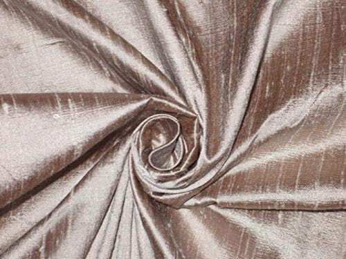 Tissu Dupion 100% pure soie marron et ivoire en 137 cm de large pour couture