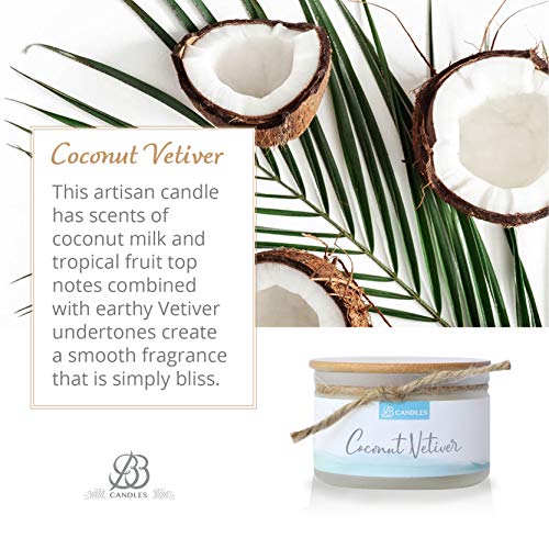 Bb Candles Coastal Essentials Natural Soy Hand Poured Candle, Coconut Vetiver Scent, Fragrant Coastal Candle With Strong Scents, Artisan Candle, 4Oz, 30+ Hours Burn Time #TOP1